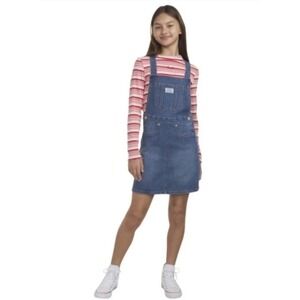 NWT Levi's Youth Girls 2-Piece Assorted Dress Pink  denim Overall Size S 7/8